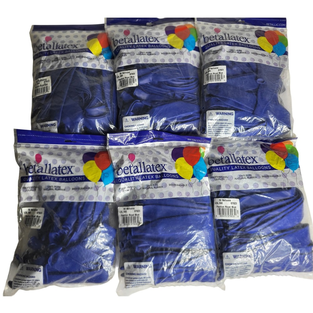 Betallatex Fashion Royal Blue Quality Latex Balloons 50 Count Lot of 6 bags NEW